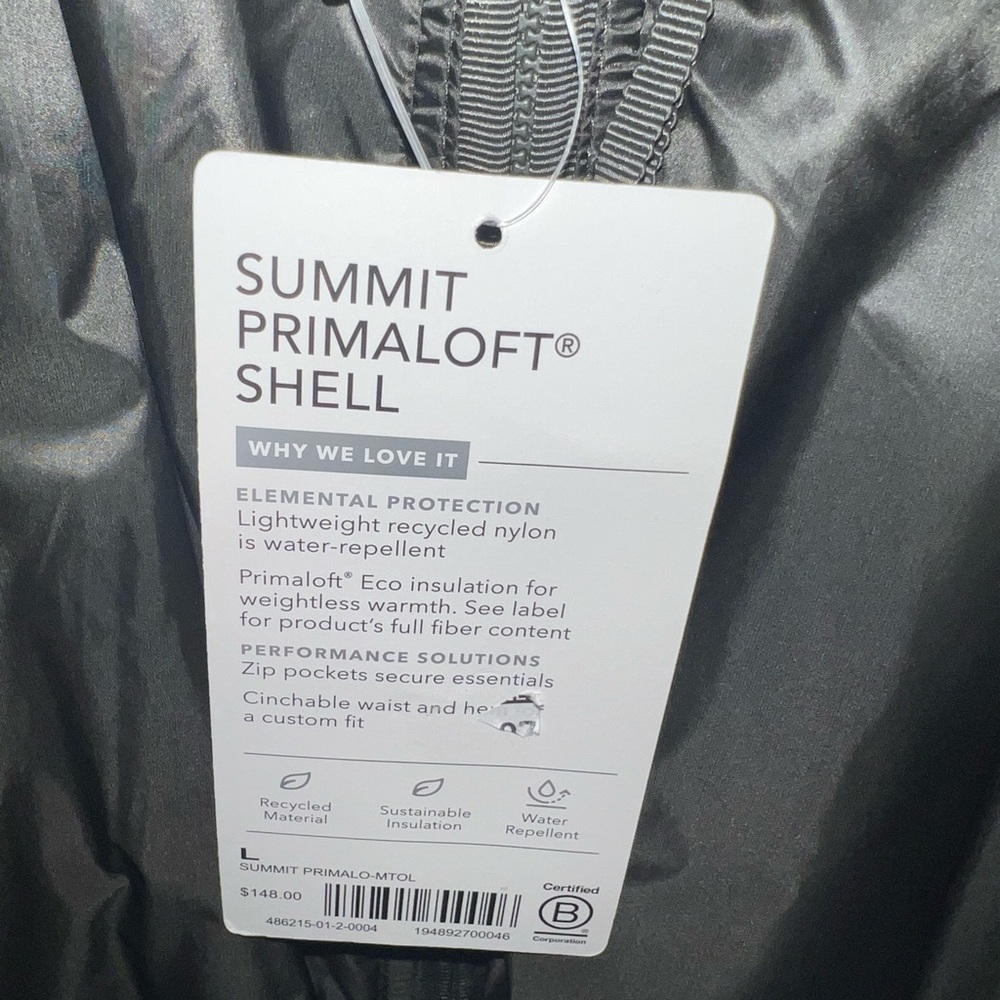 NWT Athleta Summit PrimaLoft Shell Army Green Insulated Lightweight Jacket - Picture 6 of 6